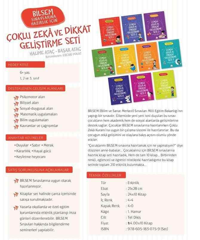 Coklu Zeka Ve Dikkat Gelistirme Seti Ilkokul Ogrencileri Icin 7 Yas Uzeri 10 Kitap